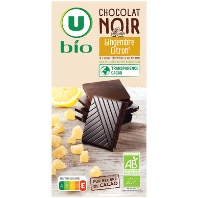 Chocolat noir au citron et gingembre - Tablette 100g