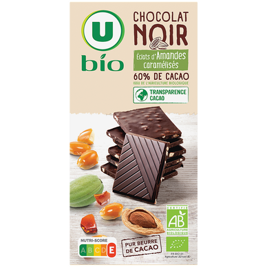 Tablette de chocolat noir aux amandes  100g