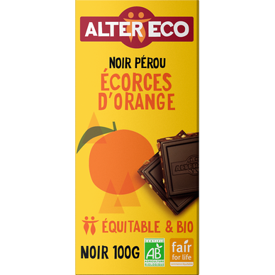 Chocolat noir orange Bio ALTER ECO, tablette de 100g