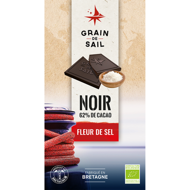 Chocolat noir et fleur de sel BIO GRAIN DE SAIL, tablette de 100g