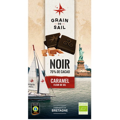 Chocolat noir caramel et fleur de sel bio GRAIN DE SAIL tablette 100g