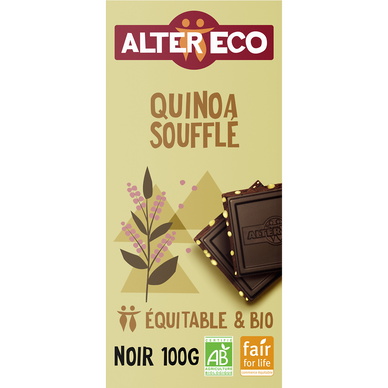 Chocolat noir bio Quinoa soufflé ALTER ECO - Tablette 100g