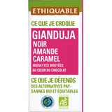 Chocolat noir gianduja amande caramel noisettes bio ETHIQUABLE,  tablette 100G