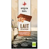 Chocolat lait cacahuètes caramel BIO GRAIN DE SAIL, tablette de 100g