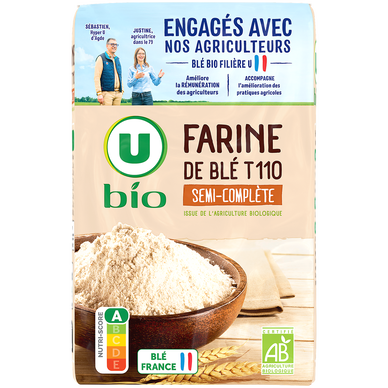 Farine Type 110 semi complète sur meule de pierre  1kg