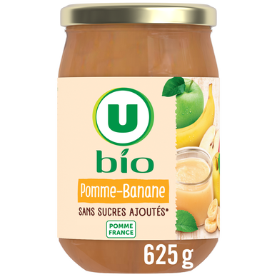 Purée de pomme banane sans sucres ajoutés, bocal 625g