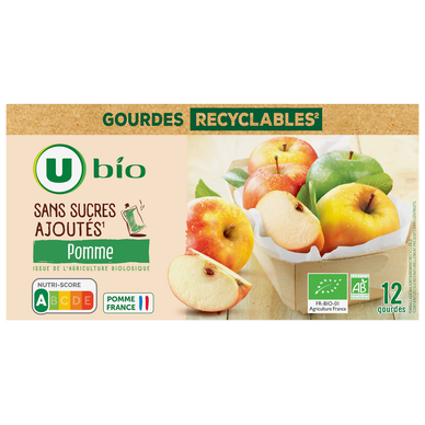 Purée pomme sans sucres ajoutés  12 gourdes de 90g