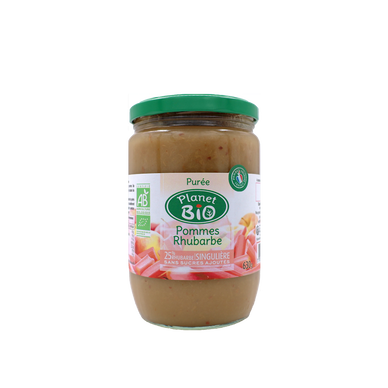 Purée pommes rhubarbe Bio, 630g