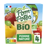Dessert fruitier Gourdes BIO Pomme Nature POM'POTES, 4x90g