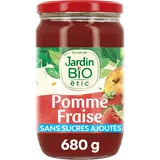 Dessert fruitier purée de pommes/fraises et de cassis bio JARDIN BIOLOGIQUE 680g