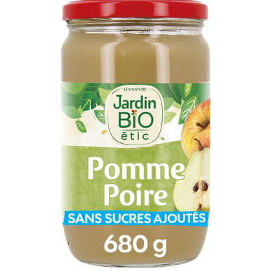Dessert fruitier pomme, poire william JARDIN BIO, 680g