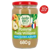 Dessert fruitier pomme, poire william JARDIN BIO, 680g
