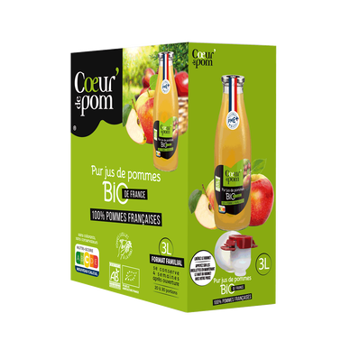Pur jus de pomme bio bib COEUR DE POM', 3 litres
