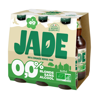Bière sans alcool blonde bio JADE, 0,0° 6x25cl