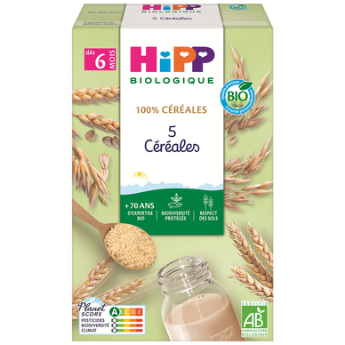 HIPP 100% CEREALES - 5 céréales biologique, dès 8 mois - 250g