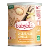 BABYBIO - Lait de croissance 5 céréales vanille, de 6 à 12 mois - 220g
