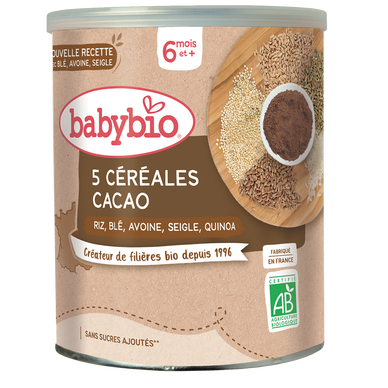BABYBIO - Céréales infantiles instantanées au cacao, dès 8 mois - 220g