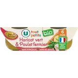 Plat bébé du midi Haricots verts poulet, de 6 à 12 mois - 2x200g - Repas bébé