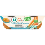 Plat bébé du midi Carotte, riz & saumon, de 6 à 12 mois - 2x200g - Repas bébé