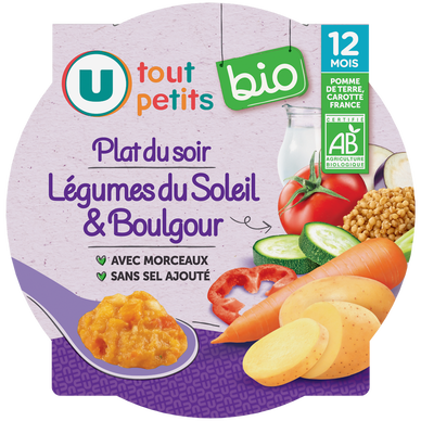 Plat bébé Légumes du soleil et boulghour, dès 12 mois - 230g - Repas bébé