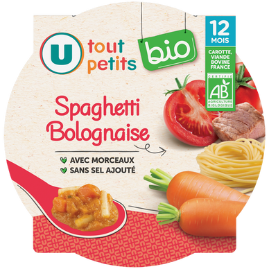 Plat bébé Spaghetti bolognaise, dès 12 mois - 230g - Repas bébé