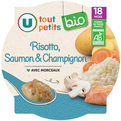 Plat bébé Risotto au saumon et champignon, dès 18 mois - 260g - Repasbébé