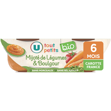 Plat bébé Mijoté de légumes et boulgour, de 6 à 12 mois - 2x200g - Repas bébé