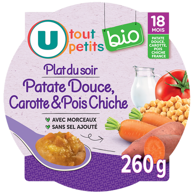 Plat bébé assiette patate douce, carottes, pois chiches, dès 18 mois -230g - Repas bébé