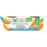 Plat bébé du midi Carotte, pomme de terre & saumon,dès 8 mois - 2x200g- Repas bébé
