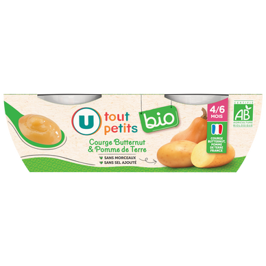 Plat bébé du midi Courges, butternut, pommes de terre, dès 4 mois - 2x120g - Petits pots bébé