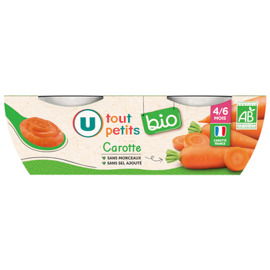 Plat bébé du midi Carotte, dès 4 mois - 2x120g - Petits pots bébé