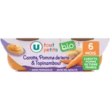 Plat bébé du soir Carotte, pomme de terre & topinambour, de 6 à 12 mois - 2x200g - Repas bébé