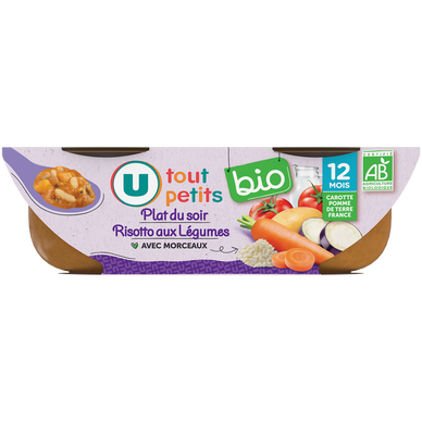 Plat bébé Risotto aux légumes, dès 12 mois - 2x200g - Repas bébé