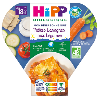 HIPP MON DINER BONNE NUIT - Lasagnes aux légumes, dès 18 mois - 260g