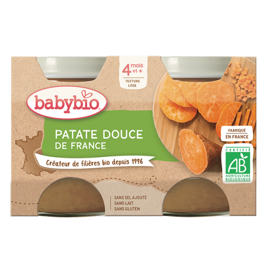 BABYBIO - Plat bébé du midi Patate douce, dès 4 mois - 2x130g