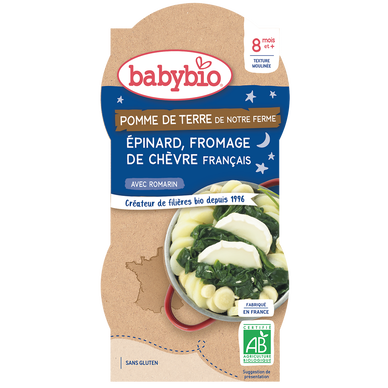 BABYBIO - Plat bébé Pommes de terre épinards chèvre, dès 8 mois - 2x200g