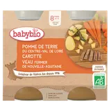 BABYBIO - Plat bébé Pomme de terre carotte veau, dès 8 mois - 2x200g