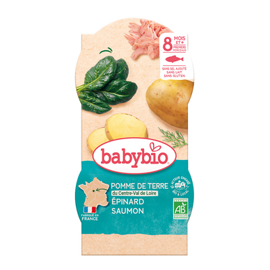BABYBIO - Bol pomme de terre épinard saumon, dès 8 mois - 2x200g