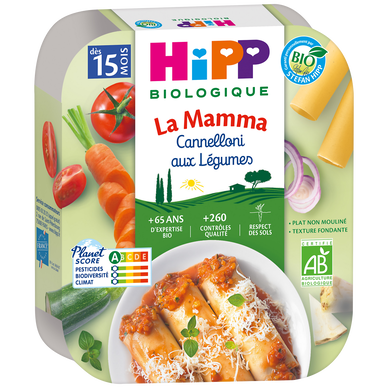 HIPP LA MAMMA - Plat bébé du midi Cannelloni aux légumes, dès 15 mois-250g
