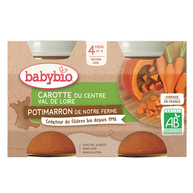 BABYBIO - Plat bébé du midi Carotte des landes potimarron, dès 4 mois-2x130g