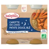 BABYBIO - Pot bonne nuit carotte patate douce et blé, de 6 à 12 mois -2x200g