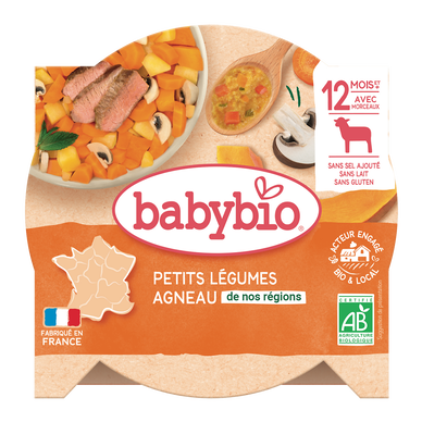 BABYBIO - Plat bébé du midi Navarin de petits légumes & d'agneau, dès4mois - 230g