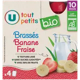 Dessert lacté brassé Bébé banane fraise, dès 12 mois - 4x85g