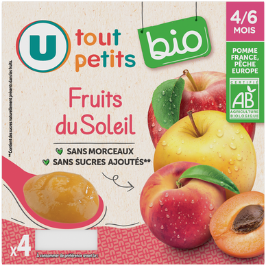 Dessert bébé Fruits du soleil, dès 4 mois - 4x100g -Petits pots bébé