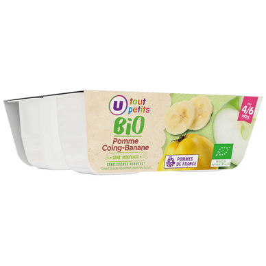 Dessert bébé à la pomme coing et banane, dès 4 mois - 4x100g - Petitspots bébé