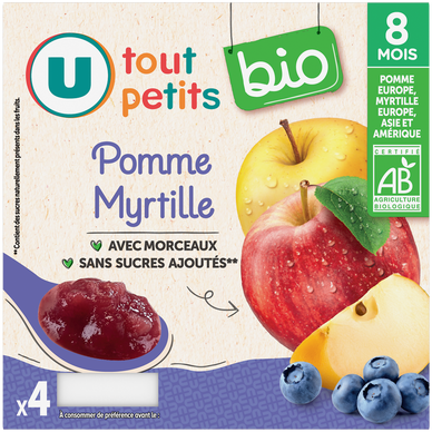 Dessert bébé Pomme myrtille, dès 8 mois - 4x100g- Petits pots bébé