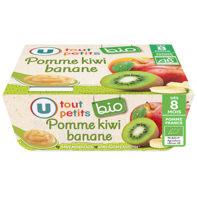 Dessert bébé Pomme kiwi banane, dès 8 mois - 4x100g- Petits pots bébé