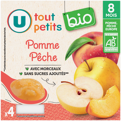 Dessert bébé Pomme Pêche, dès 8 mois - 4x100g - Petits pots bébé