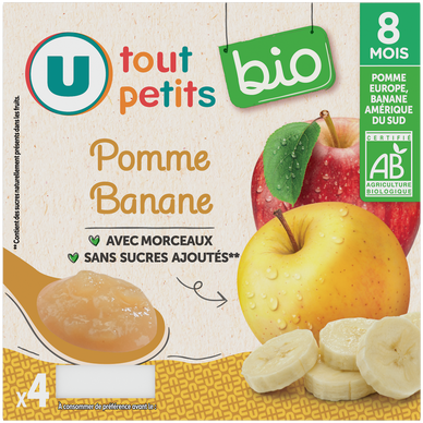 Dessert bébé Pomme Banane, dès 8 mois - 4x100g - Petits pots bébé