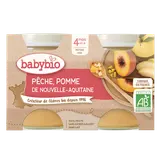 BABYBIO - Dessert bébé Pêche pomme d'Aquitaine, dès 4 mois - 2x130g